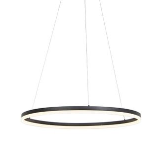 QAZQA Dise&ntilde;o L&aacute;mpara Colgante De Dise&ntilde;o Negra 80 Cm Con Led Regulable En 3 Pasos - Anello Acero /pl&aacute;stico Redonda Incluye Led Max. 1 X 60 Watt - Qazqa