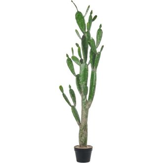 Beliani Planta Artificial En Maceta Para Interior Decoraci&oacute;n De Pl&aacute;stico 150 Cm Con Maceta Negra Opuntia Cactus