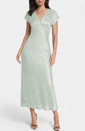 Bebe Crepe Satin V-Neck Maxi Dress in Sage at Nordstrom Rack, Size X-Large