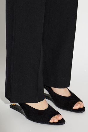 Balmain Suede Wedge Mules, Womens, Black