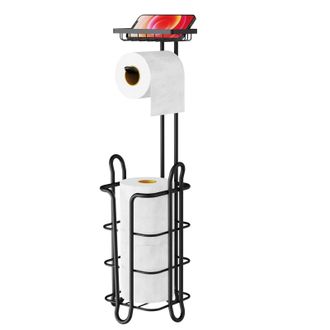 OEM Portarrollos De Papel Higi&eacute;nico Independiente Con Estante, De Color Negro, Con 4 Patas Elevadas Para Guardarlo En El Ba&ntilde;o