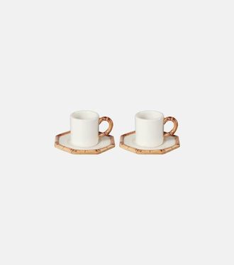Les-Ottomans Bamboo set of 2 espresso cups and saucers