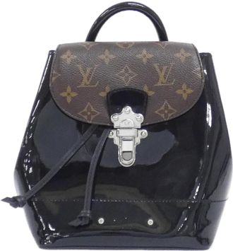 Louis Vuitton Black Coated Canvas Leather Backpack (Pre-Owned)
