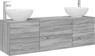 vidaXL Juego De Muebles De Ba&ntilde;o 3 Uds. Sonoma Gris 49,5 X 44,5 X 65 Cm Vidaxl