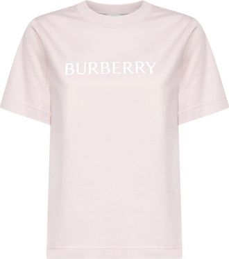 Burberry Logo Katoenen T-shirt - Dames - T-shirts - Roze - 2XS - Katoen - Tops