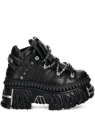 New Rock flame-detailed platform sneakers - Black
