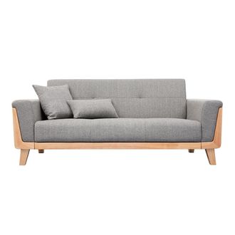 Miliboo Sof&aacute; N&oacute;rdico 3 Plazas Gris Claro Y Madera Fjord