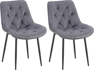 Clp Clp - Lote De 2 Sillas De Comedor Terciopelo Wallace Gris Oscuro