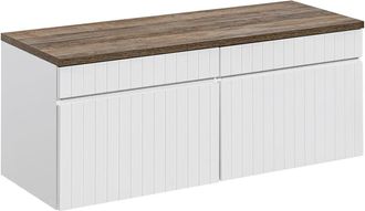 Petits Meubles Mueble bajo lavabo 120cm y encimera tableros laminados blanco