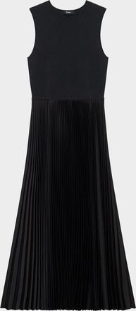 Theory Combo Satin Pleated Dress