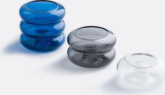 La Redoute Interieurs Set van 3 kandelaars in gekleurd glas, Leramo