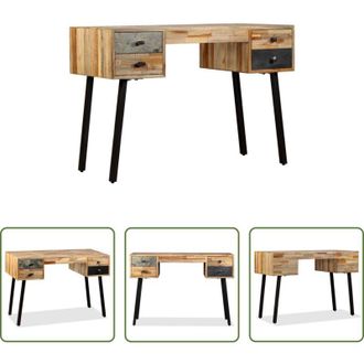 vidaXL Scrivania vintage - Scrivania in Legno Massello di Teak di Recupero 110x50x76 cm