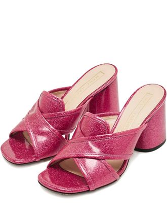 Marc Jacobs glitter-embellished block-heel mules - women - Patent Calf Leather/Calf Leather/Calf Leather - 36 - Pink