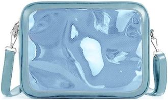 Generic PVC Clear Crossbody Bag, Womens Transparent Messenger Bag, Zipper Portable Wallet Purse Shoulder Bag for Small Item Travel(Blue)