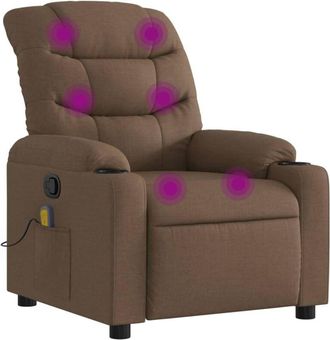 vidaXL Sill&oacute;n Reclinable Con Masaje De Tela Marr&oacute;n Vidaxl