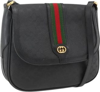 Gucci Pre-owned Vintage Kleine GG Canvas Schoudertas - Dames - Vintage Schoudertas - Zwart - ONE Size - Leer - Vintage