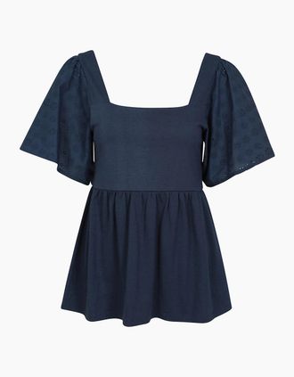 Mountain Warehouse Womens Mountain Warehouse Womens/Ladies Verona Broderie Sleeve Top - Navy - Size: 10