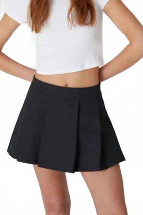 Blank Pleat Plaid Skort In Dark Grey