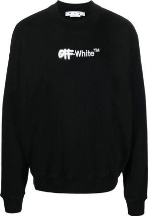 Off-white Mens Off-White FW22 Logo Embroidered Round Neck Long Sleeves Black OMBA054F22FLE0011001