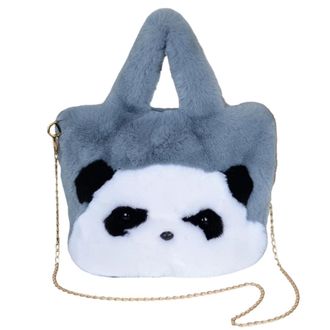 Generic Faux plush bag womens crossbody cute and versatile cartoon mini bag(grey)