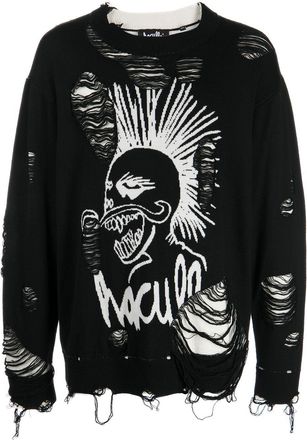 Haculla logo-knit distressed jumper - men - Wool - S - Black