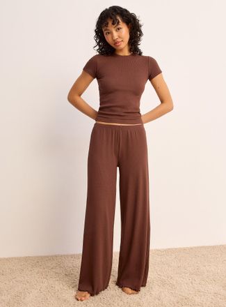 Twik Womens Wavy trim mini-ribbing pyjama pant
