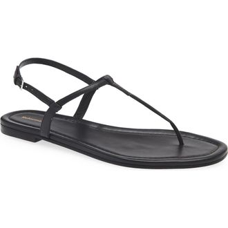 Reformation Thea T-Strap Sandal in Black Leather at Nordstrom Rack, Size 10.5