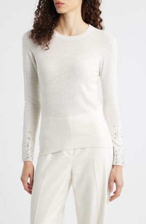 Kobi Halperin Lainey Sequin Cuff Sweater in Ivory at Nordstrom, Size Large