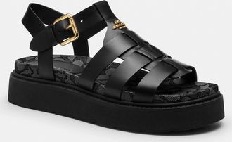 Coach Lucy Lug Sole Sandal In Signature Jacquard
