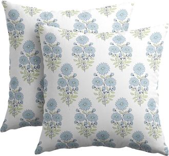 OEM Fundas De Coj&iacute;n Con Estampado Floral Azul Verdoso, 40 X 40 Cm, Juego De 2 Piezas, Fundas Decorativas De Estilo Bohemio Campestre Para Exteriores, Apta