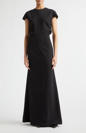 Jil Sander Cutout Back Sabl&eacute; Trumpet Dress in Black at Nordstrom, Size 42