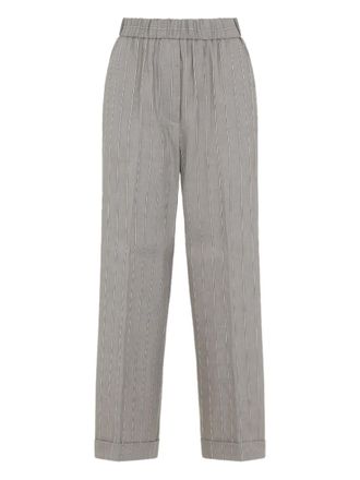 PESERICO elastic-waist trousers - women - Linen/Flax/Cotton - 44 - Brown