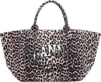 Ganni Xxl Shopper Logo Tote Bag