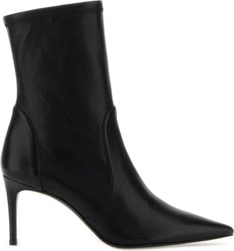 Stuart Weitzman Black Leather Stuart Power Ankle Boots