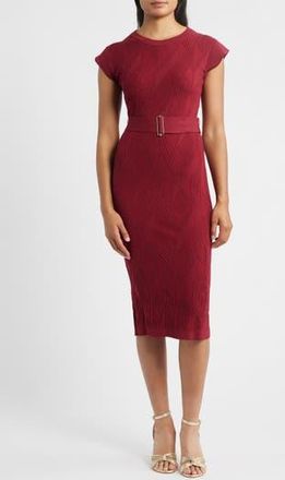 Vince Camuto Belted Knit Sheath Dress in Red at Nordstrom Rack, Size X-Large