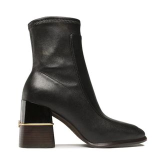Tory Burch Schoenen, Dames, Zwart, 40 EU, Leer, Multi Logo Stretch Laars