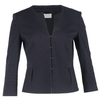 HUGO BOSS Boss by Hugo Boss Uncollared Buttoned Blazer in Navy Blue Cotton