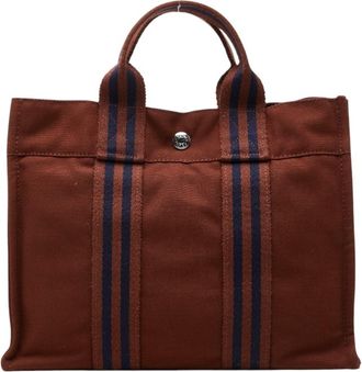 Herm&egrave;s Brown Canvas Tote Bag (Pre-Owned)