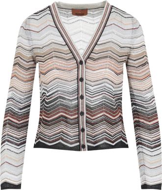 Missoni v-neck chevron cardigan - women - Viscose - 38 - Neutrals