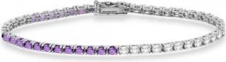Allurez Diamond & Amethyst Eternity Tennis Bracelet 14K White Gold (4.13ct)