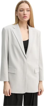Theory Enkelrijige Cr&ecirc;pe Blazer - Dames - Blazers - Grijs - M/L - Polyester - Jassen