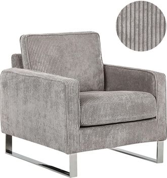 Beliani Beliani - Sill&oacute;n De Tela De Pena Gris Patas Plateadas Estilo Retro Vind