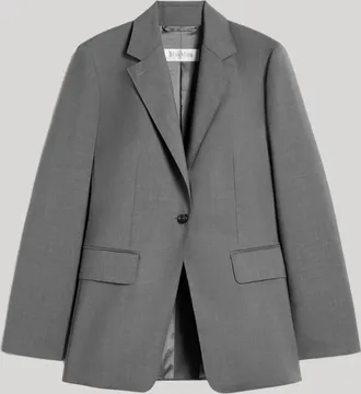 Max Mara Womens Single-Breasted Woollen Cloth Blazer In Medium Grey