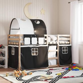 Berkfield Home Bunk Bed without Mattress White&Black 90x190 cm Single Solid Wood Pine in Black