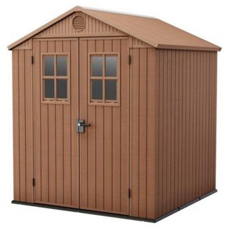 Keter Caseta De Jard&iacute;n Darwin 6x6 Cobertizo De Almacenamiento Exterior Ordenaci&oacute;n Acero Metal Resina Efecto Madera 190x183x221 Wxdxh Cm - Keter