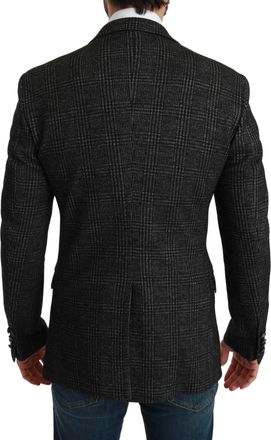 Dolce & Gabbana Mens Gray Plaid Check Slim Fit Jacket Blazer Clothing