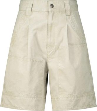 Isabel Marant High-Waisted Katoenen Shorts - Dames - Korte Broeken - Beige - XS - Katoen - Korte Broeken
