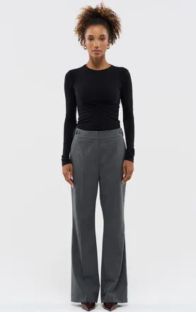 Benu Dames Grijze Broek met Dubbele Knoopsluiting