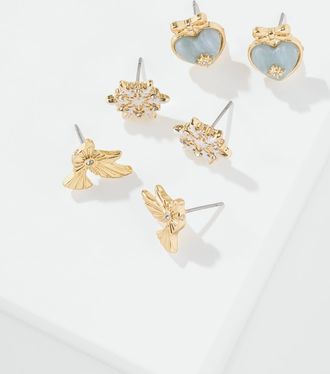 Talbots Winter Charm Stud Earring Set - Multi/Gold - 001 Talbots