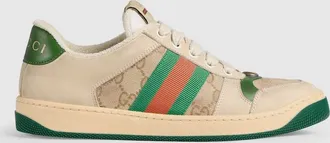 Gucci Womens Screener Sneaker, White, Leather